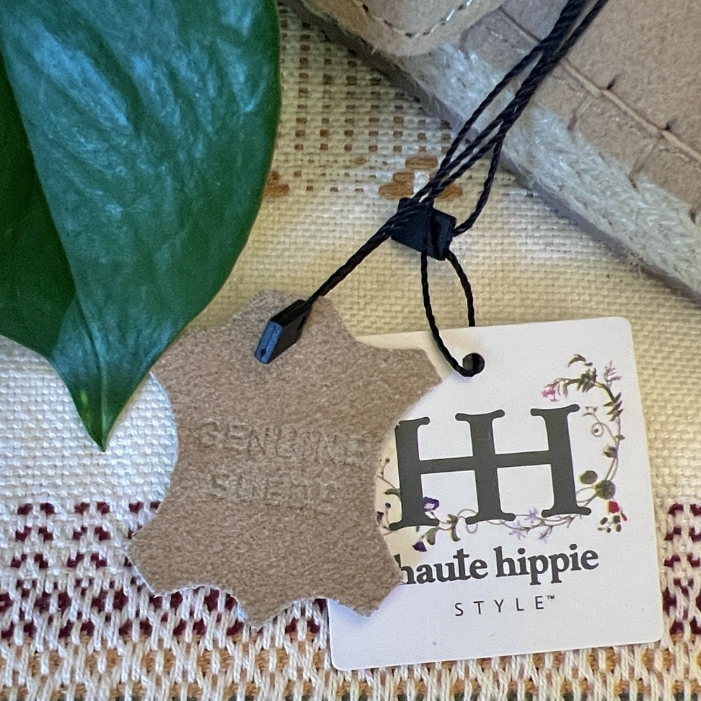 NEW Haute Hippie Aria 100% Suede Buckle Espadrille Tan Slip-On Mule Clogs US 9.5 - Picture 9 of 15